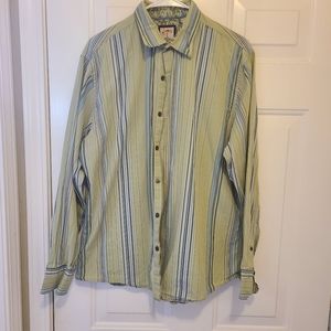 J Garcia colorful striped long sleeve button up shirt, size large